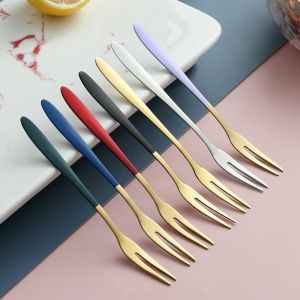 5 Pcs Fruit Fork Luxury Stainless Steel Gold Cake Dessert Forks Lovely Mini Cake Fork