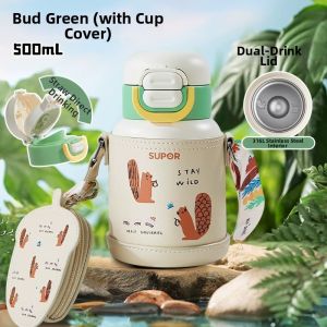 Supor | water bottle Children Double Lid Insulated Bottle 316L Stainless Steel with Straw