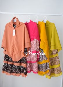 Set Gamis Anak Ameena Premium Bahan Ceruty Mix Furing Model Susun