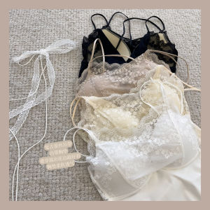 Sweet Sling Hở Lưng Áo Bralette Nữ Chiều Dài Ngắn Màu Nguyên Chất Phong Cách Pháp Thời Trang Đa Năng Lớp Bể