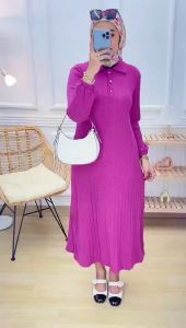 Gamis Muslim Midi Wanita Kaos Knit Rajut Import: Busui Terlaris Termurah COD