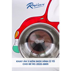 Khay ăn dặm cho bé bằng Inox cao cấp Royalcare phù hợp ăn BLW ăn dặm kiểu Nhật và truyền thống