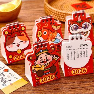 YESPERY 2026 Desk Calendar God of Wealth Lucky Cat Koi Fish Mini Calendar Portable Daily Planner New Year Gift