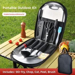 FUJUN | Portable Outdoor Cutlery Set Camping Kitchen Equipment Gas Stove Griddle BBQ Scissors