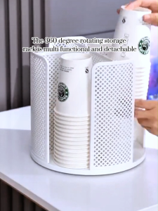 360° Rotation Disposable Cup and Lid Holder Paper Coffee Cup Dispenser Storage Rack Organizer for Kitchen Cabinets