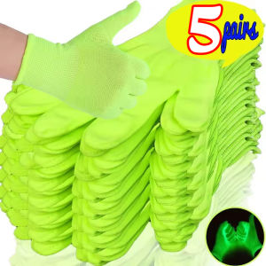 5Pairs Fluorescent Gloves Bar Luminous Gloves Self-luminous Fluorescent Green Gloves Concert Interactive Performance Props Party Decor