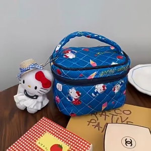 MOUSSON  กระเป๋าเครื่องสำอางรูปหัวใจผู้หญิงมูลค่าสูงกระเป๋าเก็บเครื่องสำอางแมวสีชมพูน่ารักกระเป๋าถือสำหรับเดินทาง