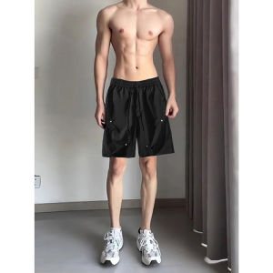 Quần Short Thể Thao Nam Màu Đen Gấp Gọn Mùa Hè Nhanh Khô Quần Chạy Bộ Năm Điểm Quần Short Nam Dáng Rộng Cạp Vừa