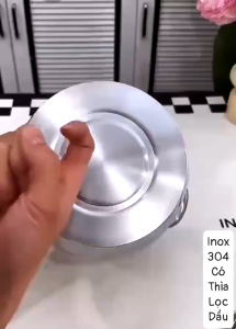 Ca Lọc Dầu Inox 304 Có Ray Lọc Âu Lọc Mỡ Lợn Dung Tích 1L Và 3L