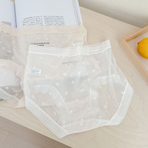 Quần Lót Tam Giác Chữ Cái Siêu Mỏng Mùa Hè Bằng Lụa Băng Lưới Ren Không Đường May Gợi Cảm Cạp Vừa Cho Nữ