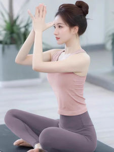 New Yoga Vest Women Red Beautiful Slimming with Chest Pad Can Be Worn outside Pilates High-End Training Top Breathable Moisture Wicking Nylon