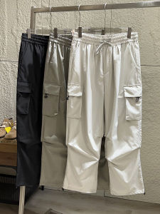 American Style Paratrooper Pants Mens Summer Loose Wide Leg Straight Tube Multi Pocket Workwear Casual Trousers Fashionable Urban Youth