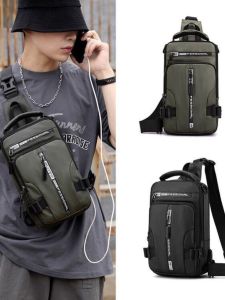 Balo Nam Ba Cách Đeo Đa Năng Túi Đeo Vai Túi Đeo Chéo Túi Đeo Trước Ngực Túi Học Sinh Chất Liệu Oxford Khóa Kéo Túi Đeo Vai Đơn