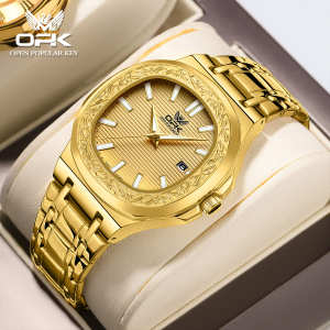 OPK Watch For Men Waterproof Original Relo Calendar Luminous Stainless Steel Fashion Mens Watches With Box