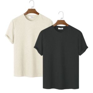 Kaos Polos Pria Bahan Waffle paket 3 Pcs Berkualitas Premium