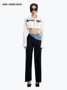 ANN ANDELMAN | Celebrity Favorite Patchwork Wide Leg Straight Trousers
