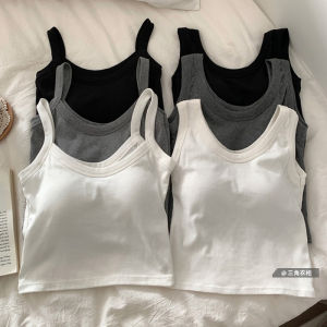 เสื้อกั๊กสายเดี่ยวแขนกุดสำหรับผู้หญิง ฤดูใบไม้ผลิ 2024 สไตล์เกาหลี ใส่ด้านนอก ใส่ด้านใน ชุดชั้นใน แฟชั่น เสื้อกั๊ก