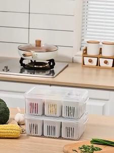 BHQ Food Fresh Storage Box with Lid Fruit Storage Organizer Refrigerator Drain Basket Bekas Peti Sejuk 保鲜盒