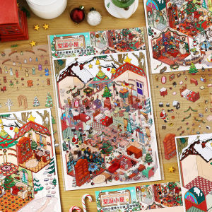 4 Pcs Landscape Stickers My Cabin 13th Series Christmas Special 2.5D Large Size Landscape Aesthetic Stationery Stickers