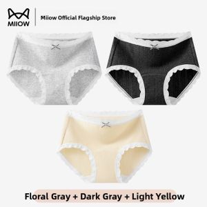 miiow | Pure Cotton Antibacterial Triangle Shorts Womens Underwear Sweet Cute Teen Girls Mid Waist Briefs Comfortable Breathable
