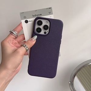 Tri-Town Luxury Candy Color Shockproof Soft Cover for IPhone 17 16 15 13 11 14 12 Pro Max 16 15 14 Plus XR X XS Max Frosted Imitation Skin Pattern Simple Solid Color Case