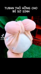 Tuban Thỏ Hồng Nơ Phồng Tiểu Thư Cho Bé Gái Sơ Sinh Đầy Tháng Thôi Nôi