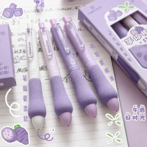 Soft Grip Clickable ST Tip Black Ballpoint Pen