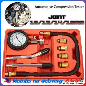 8pc ชุดวัดกำลังอัด เบนซิน 0-300 PSI เบนซิน เครื่องยนต์ สำหรับรถจักรยานยนต์ รถยนต์ Truck ชุดทดสอบแรงอัดกระบอกสูบ เครื่องมือ