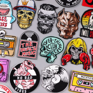 Skull Music Club/Embroidery Patch Rock Punk/Animal Patch Iron On Patches For Clothing thermoadhesive Patches On Clothes Jean DIY