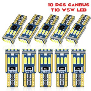 10pcs Canbus T10 Led W5W Led Car Interior Reading Lights 9SMD 4014 Chip No Error 194 168 Dome Light Instrument Bulb Plate Lamp