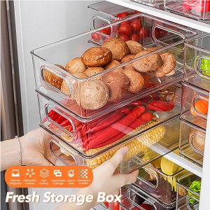 Stackable Refrigerator Organizer Bins Fridge Drawers Containers，Fridge Organization and Storage Storage Box Save Vertical Space for Kitchen Cabinet