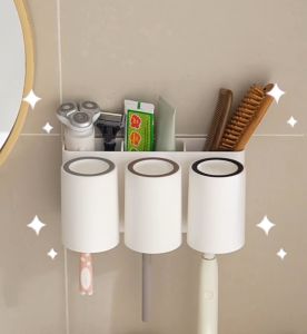 DXL Toothbrush Rack Punch-free Wall-mounted Bathroom Toothpaste Electric Toothbrush Rack Cup Mouthwash Cup