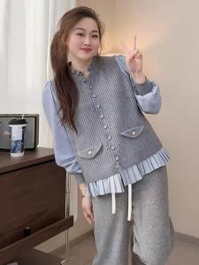 plus Size Knitted Shirt Design Sensation Layering Autumn New Style Loose Slimming Innerwear Outerwear Top for Women