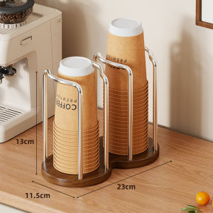 Disposable Cup Holder Table Edge Coffee Milk Tea Cup Inverted Multi-Function Storage Rack Wood Material Pure Color Style