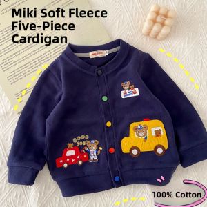 Cute Cartoon Pure Cotton Long Sleeve Baby Boys Girls Spring Autumn Cardigan Comfortable Breathable Casual Style Infant Jacket