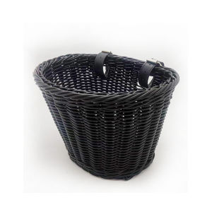 Childrens Bicycle Basket Rainproof Plastic Wicker Weave Front Mounted Foldable Basket for Electric Vehicle Small Size