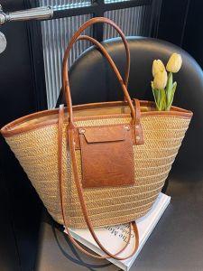 Casual Knitted Tote Bag Large Capacity Commuter Single Shoulder Crossbody Bag Soft Fabric Zipper Closure Fashionable Leisure Handbag