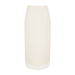 Acetate Lace Waist-cinching Suit with Bell Bottom Trousers