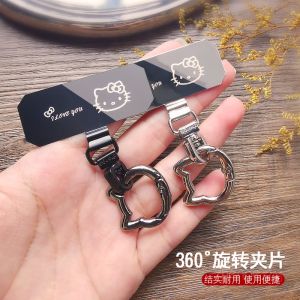 Mini Ultra-Thin Stainless Steel Cat Hook Mobile Phone Lanyard Clip Jewelry Fixed Washer Mobile Phone Case Connector Silver Cute Cat Buckle