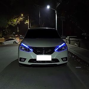 2 ชิ้น แถบไฟเลี้ยว LED DRL 12v กันน้ํา ยืดหยุ่น สีขาว สีเหลือง สําหรับรถยนต์