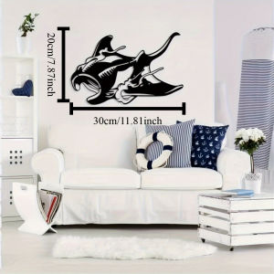 CIFbuy | Manta Ray Iron Wall Art Black Silvery Marine Metal Sign Nautical Coastal Beach House Living Room Ocean Theme Decor Gift Ornament