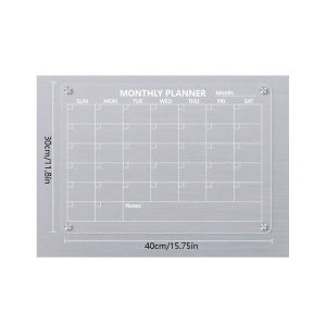 Magnetic Acrylic Calendar for Fridge Refrigerator Monthly Dry Erase Board Markers & Magnetic Pen Holder Organic Glass Clea