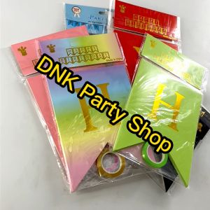 Happy Birthday Banner Small Mini HBD Party Decor Celebration Backdrop Pastel Gradient Light Pink