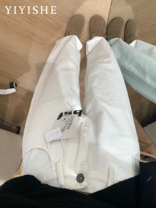 White Wide Leg Jeans Womens Loose Straight Thin High Waist Slimming Jeans Casual Style High Waist Denim Fabric Zipper Closure