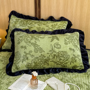 Thickened Milk Velvet Ruffle Pillowcase Pair Coral Fleece Pillow Cover Autumn Winter Adult Pillow Core Inner Case Rectangular Envelope Closure