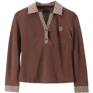 เสื้อยืดแขนยาวยางยืดสำหรับผู้หญิงฤดูใบไม้ร่วง ชุดทำงานสไตล์ยุโรป คอวี ปกติ เสื้อเชิ้ตผู้หญิง ลดราคาพิเศษ แฟชั่นผู้หญิง