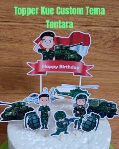 Topper Custom Nama Tentara untuk Hiasan Kue Ulang Tahun / Ultah Karakter Anak (Toper Cake Birthday)