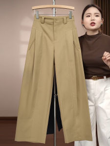 Quần Ống Rộng Ống Đứng Cạp Cao Cho Nữ Mùa Xuân Thu 2025 Phong Cách Mới Quần Ống Rộng Cạp Cao Bằng Cotton Không Co Giãn