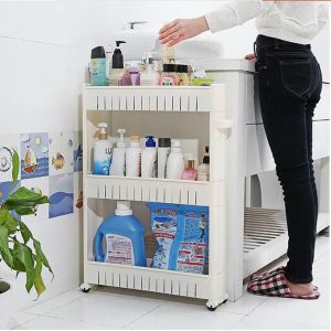 Kệ Nhựa 3 Tầng Có Bánh Xe Kéo Tiết Kiệm Không Gian Kệ Gia Vị Để Đồ Nhà Bếp Nhà Tắm Phòng Ngủ Để Khe Hẹp Tiện Lợi