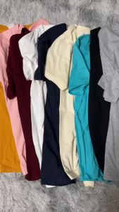 yiyi shop ล้างสต๊อก เสื้อยืดคอกลมแขนสั้นผู้ชาย สีพื้น ผ้าฝ้าย ทรงหลวม สวมใส่สบาย